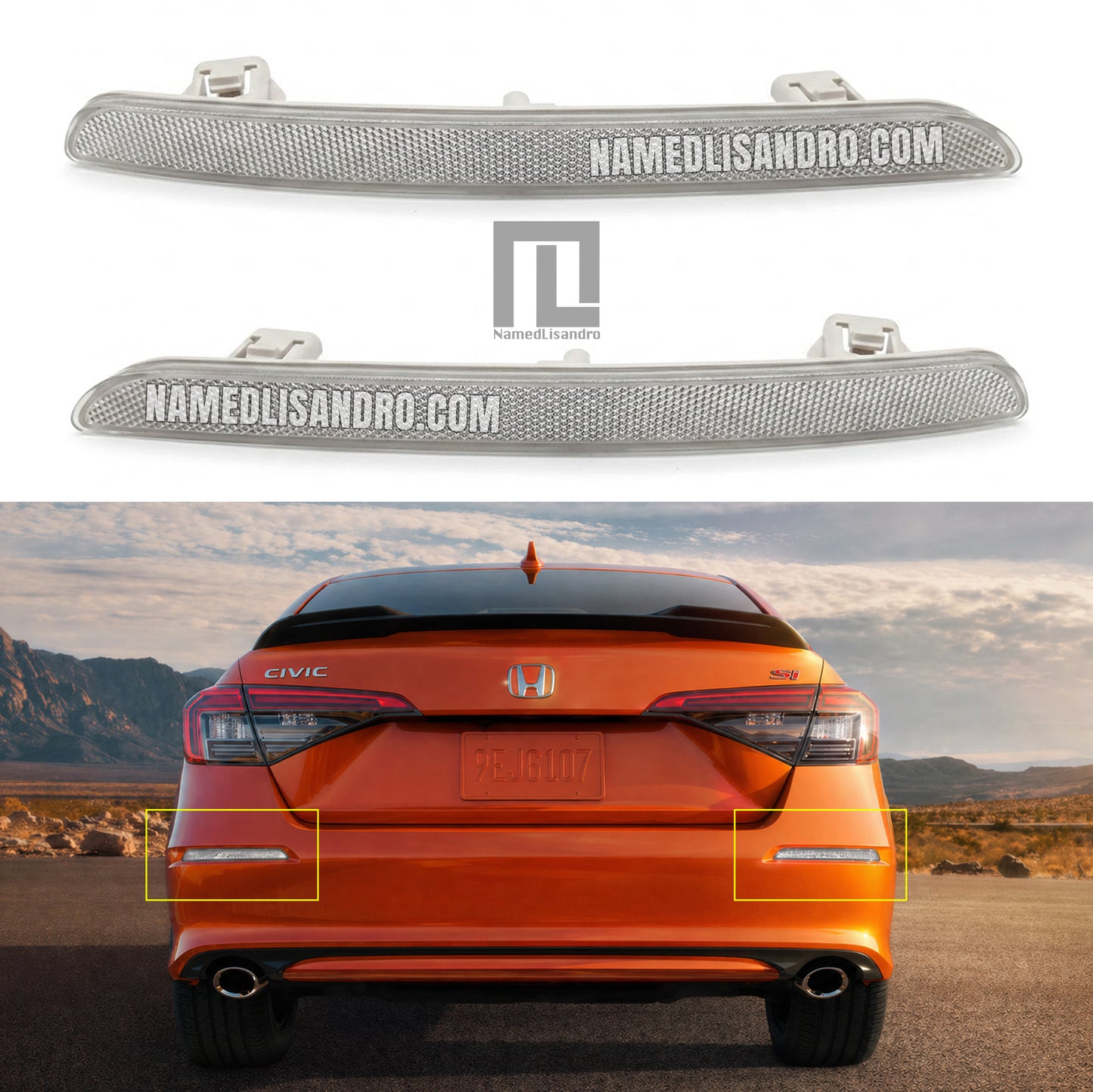 2022-2026 Honda Civic SEDAN CLEAR Lens Rear Bumper Reflectors [11th Gen Civic]